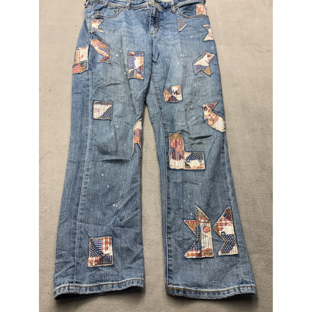 Pilcro and the Letterpress Patchwork Americana Star Straight Leg Jeans Blue 31